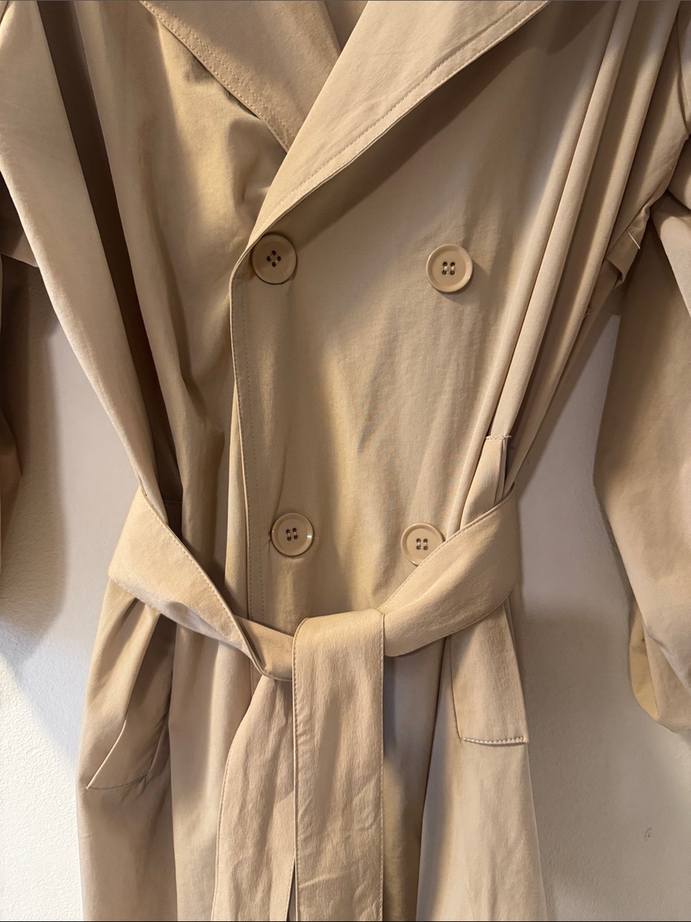 iris Tan Double-Breasted Trench Coat with Self-Tie Belt